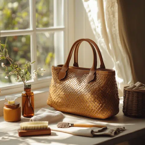 Woven Leather Handbag